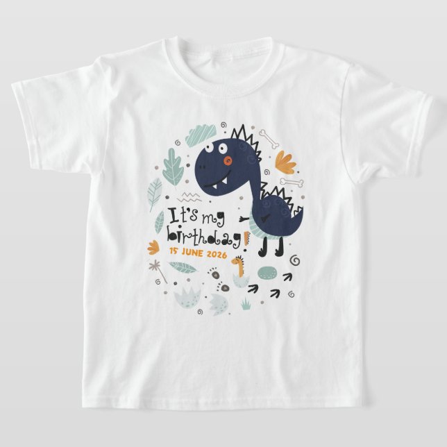 Söt dinosaurie Det är min födelsedag barn T Shirt (Laydown)