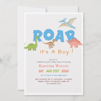 Söt dinosaurie Dino baby boy baby shower Inbjudningar