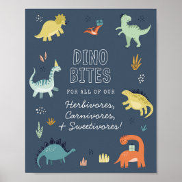 Söt dinosaurie Dino tuggar matbordsskylt Poster