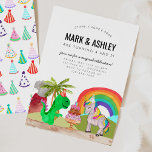 Söt dinosaurie enhörning tårta ljus gemensam födel inbjudningar<br><div class="desc">Söt dinosaurie enhörning tårta ljus gemensam födelsedagsinbjudan</div>