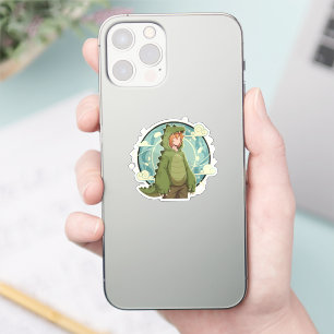 Söt dinosaurie fantasy pojke konstverk klistermärken