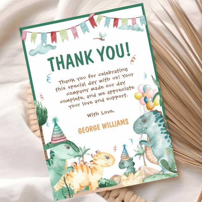 Söt dinosaurie födelsedag tack kort (Skapare uppladdad)