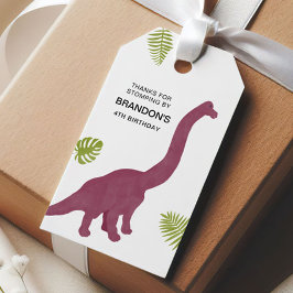 Söt dinosaurie födelsedagsfest för barn presentetikett