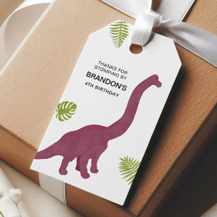 Söt dinosaurie födelsedagsfest för barn presentetikett