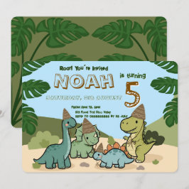 Söt dinosaurie födelsedagsinbjudan | Redigerbar Inbjudningar