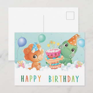 söt dinosaurie födelsedagskort vykort