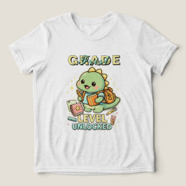 Söt dinosaurie första klass nivå upplåst 1:a barn t shirt