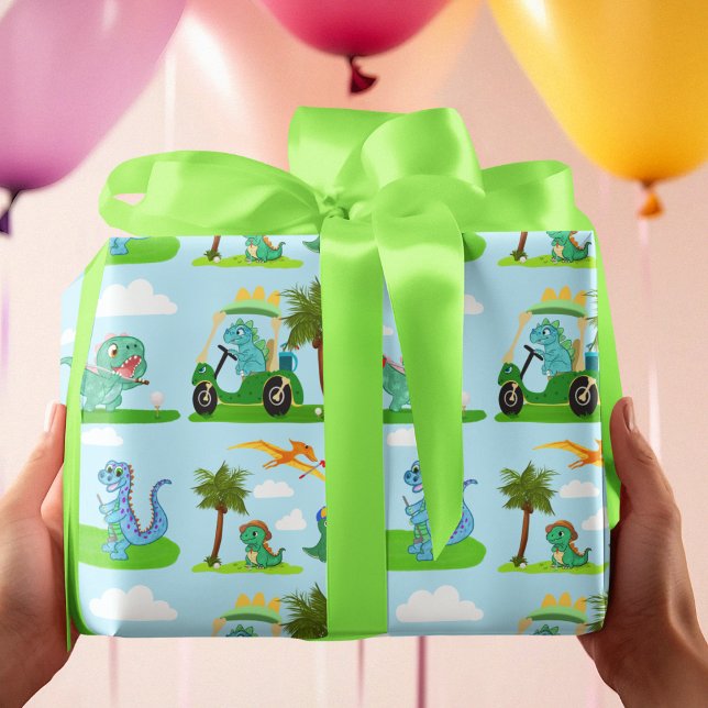 Söt dinosaurie-golf för barn-mönster presentpapper (Skapare uppladdad)