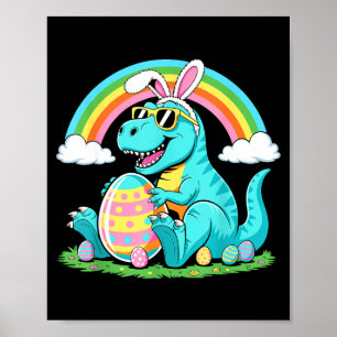 Söt dinosaurie kanin äggglad påsk T Rex pojkar Poster