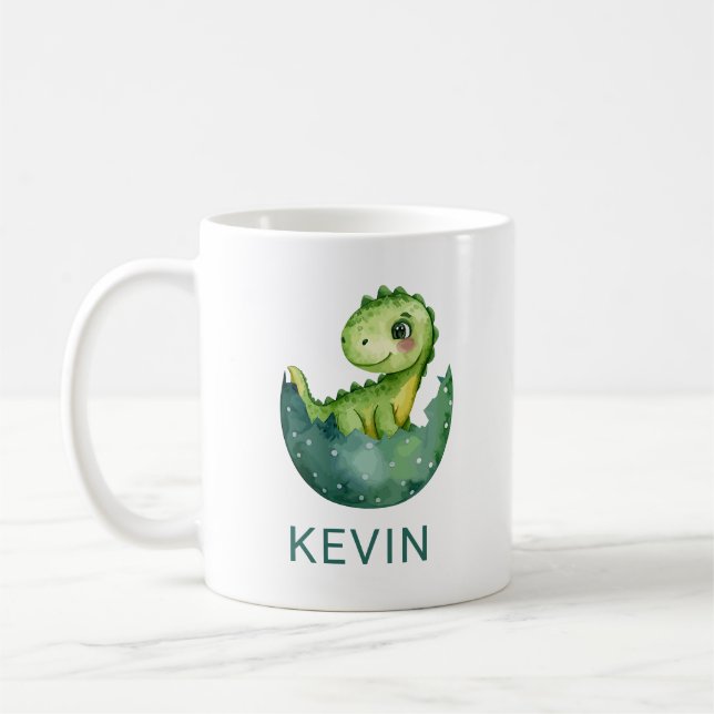 Söt dinosaurie könsneutral akvarell anpassad för b kaffemugg (Vänster)