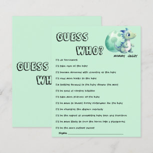 Söt dinosaurie med ägg Baby Shower Gissa vem spel