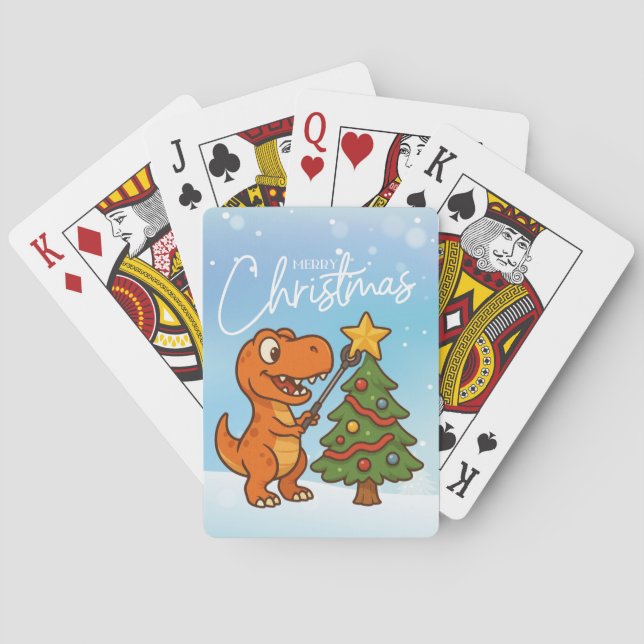Söt dinosaurie med julgran casinokort (Baksidan)
