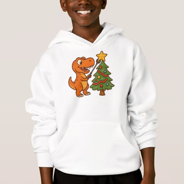 Söt dinosaurie med julgran t shirt (Framsida)