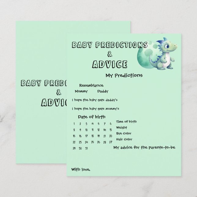 Söt dinosaurie med sitt ägg Baby Shower Spel Flyer (Fram/baksida)