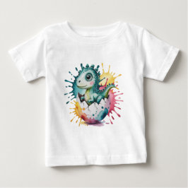 Söt dinosaurie med vattenfärgssprut Bebisbad T Shirt