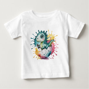 Söt dinosaurie med vattenfärgssprut Bebisbad T Shirt