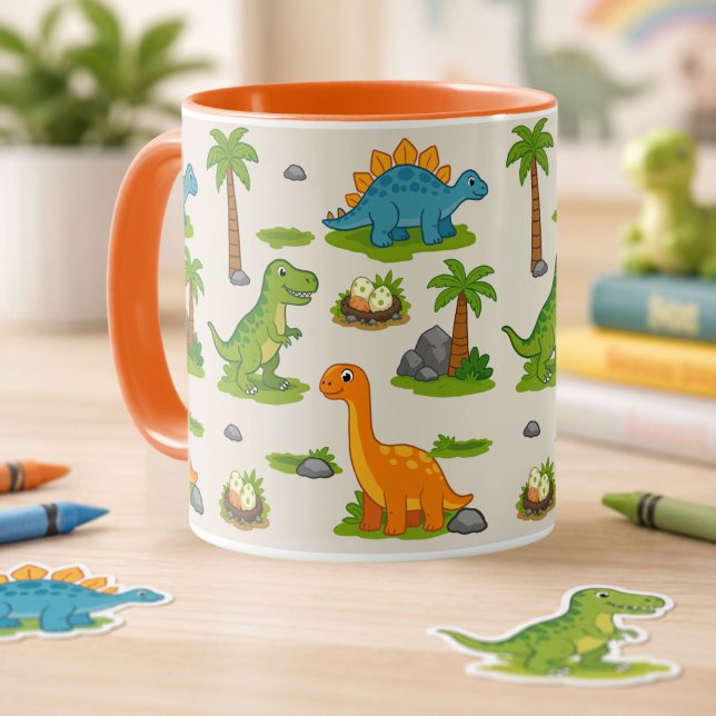 Söt dinosaurie-mönster för barn  mugg (Skapare uppladdad)