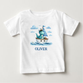 Söt dinosaurie nautisk kapten Personlig T Shirt