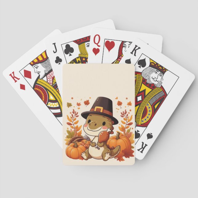 Söt dinosaurie på Thanksgiving Casinokort (Baksidan)
