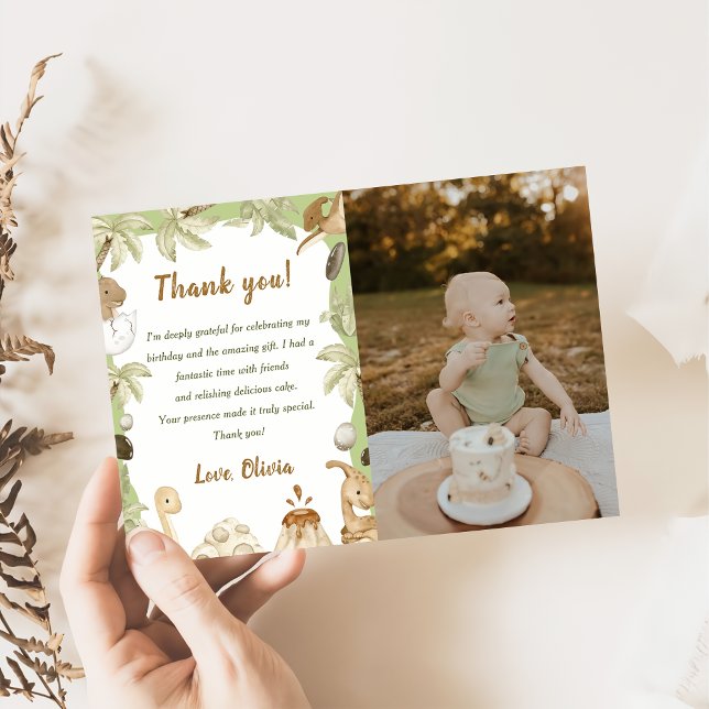 Söt Dinosaurie Pojke Födelsedag Tack Kort Foto (Skapare uppladdad)