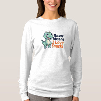 Söt dinosaurie “Rawr betyder att jag älskar snacks T Shirt