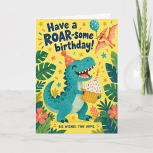 Söt dinosaurie Rop-sommaros födelsedag Kort