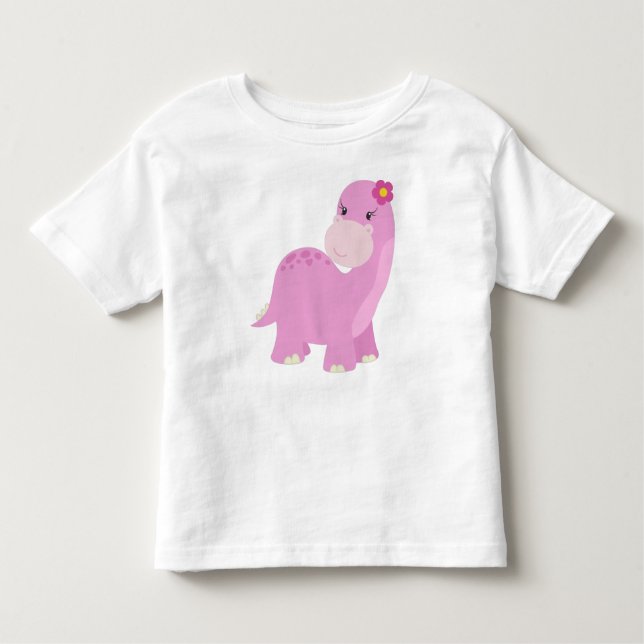 Söt dinosaurie, rosa dinosaurie, Tjej dinosaurie,  T Shirt (Framsida)