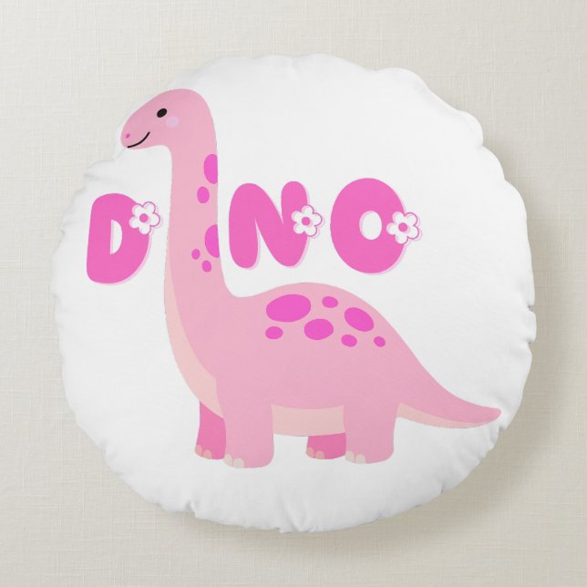Söt dinosaurie 🦕  rund kudde (Framsidan)