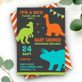 Söt dinosaurie siluett baby shower inbjudan