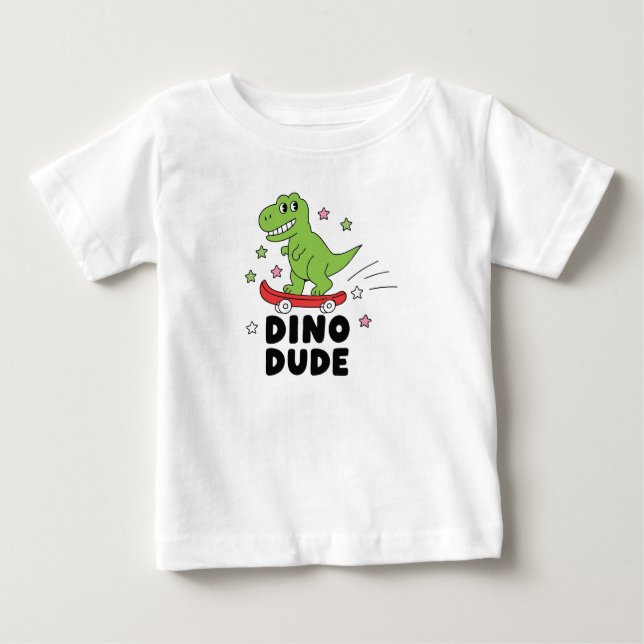 Söt dinosaurie skateboard för barn t shirt (Framsida)