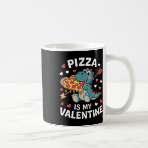 Söt dinosaurie som håller pizza för en rolig Alla Kaffemugg