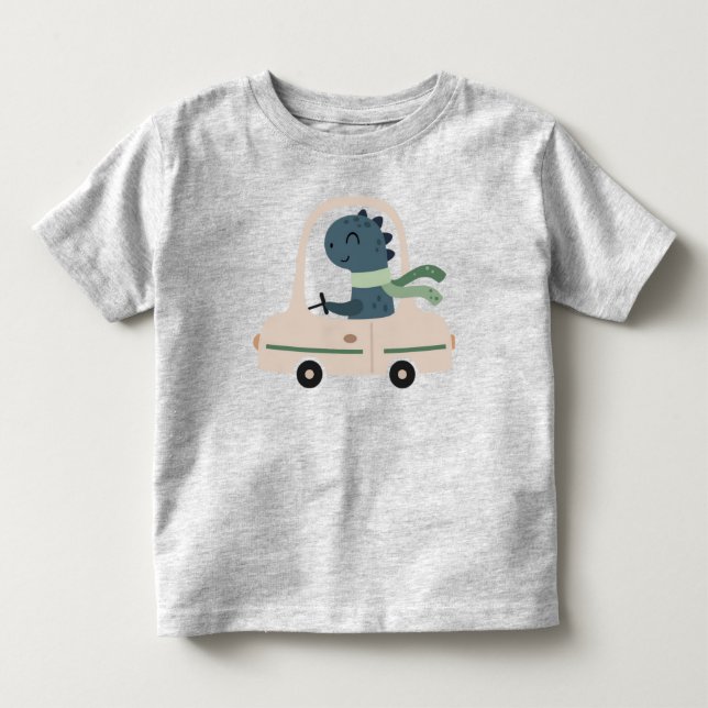 Söt dinosaurie som kör bil - Barn T-shirt (Framsida)