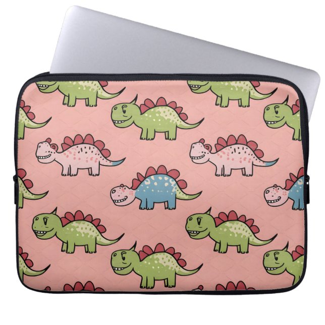 Söt dinosaurie sömlöst mönster laptop fodral (Framsidan)