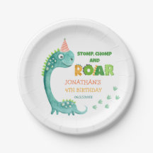Söt dinosaurie-stamp-chomp-gråta födelsedag