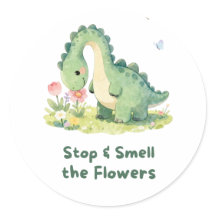 Söt dinosaurie - Stanna och lukta på blommorna dek