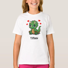 Söt dinosaurie-t-shirt för barn – lägg till namn t shirt