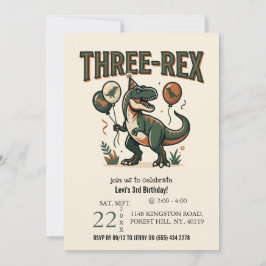 Söt dinosaurie Three-Rex 3-års födelsedagsinbjudan Inbjudningar