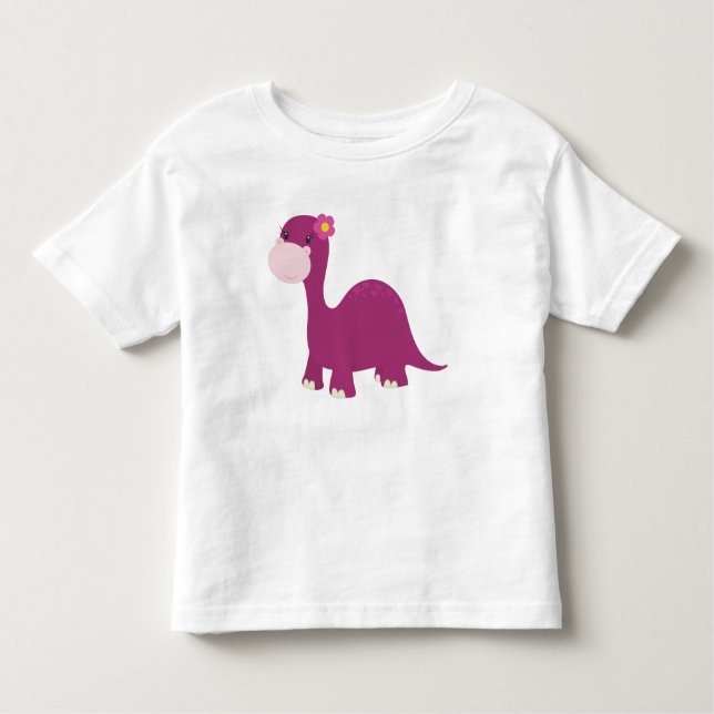 Söt dinosaurie, Tjej dinosaurie, Rosa dinosaurie,  T Shirt (Framsida)