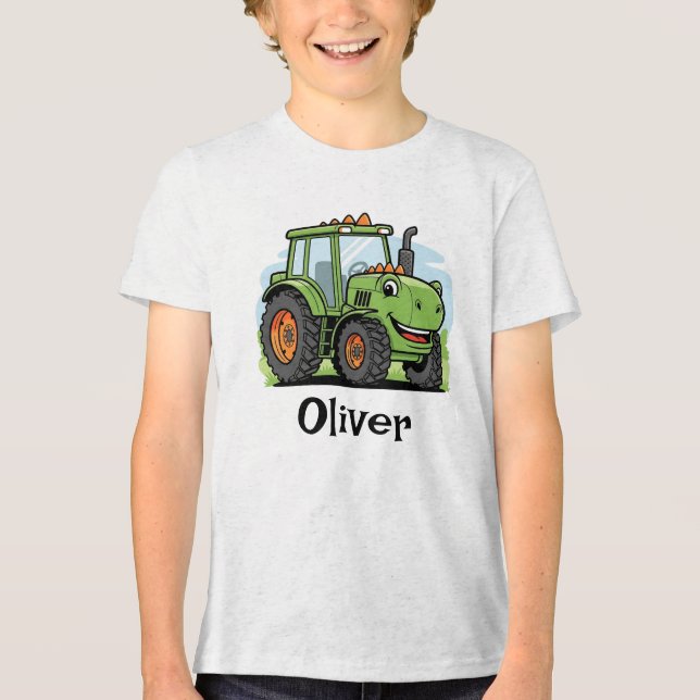 Söt dinosaurie-traktor för barn t shirt (Framsida)