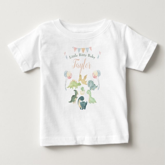 Söt dinosaurie vattenfärg Personlig baby T Shirt (Framsida)