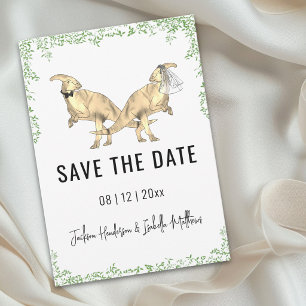 Söt dinosauriebröllop grön Save The Date Spara Datumet