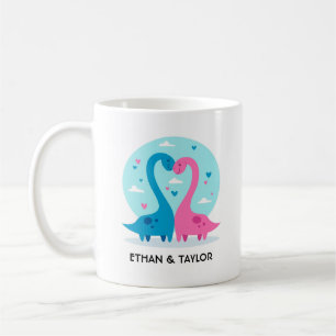 Söt dinosauriepar Personlig Alla hjärtans dag Kaffemugg