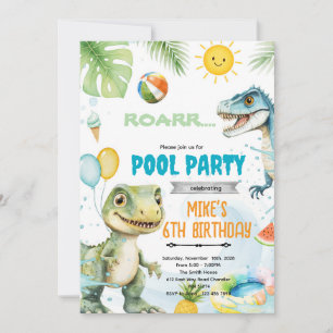 Söt dinosauriepool tema inbjudan