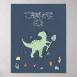 Söt dinosaurieutgrävningsskylt poster