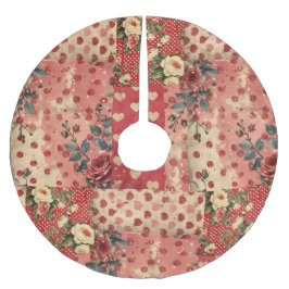 Söt Distress Vintage Shabby chic Blommigt Julgransmatta Borstad Polyester