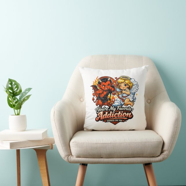Söt Djävul & Ängel Alla Hjärtans Dag Kärleksdesign Kudde (Stol)
