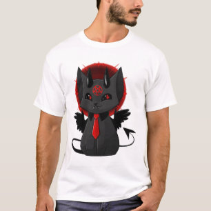Söt Djävul Katt Estetisk T-Shirt Kawaii Goth Katt