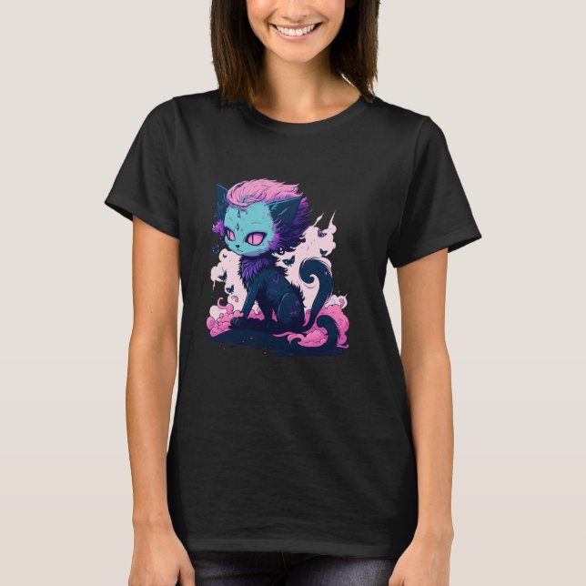 Söt Djävul Katt Flicka T Shirt (Framsida)