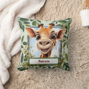 Söt djungel-giraff barn unisex kudde