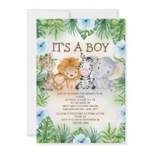 Söt djungel safari djur baby pojke shower